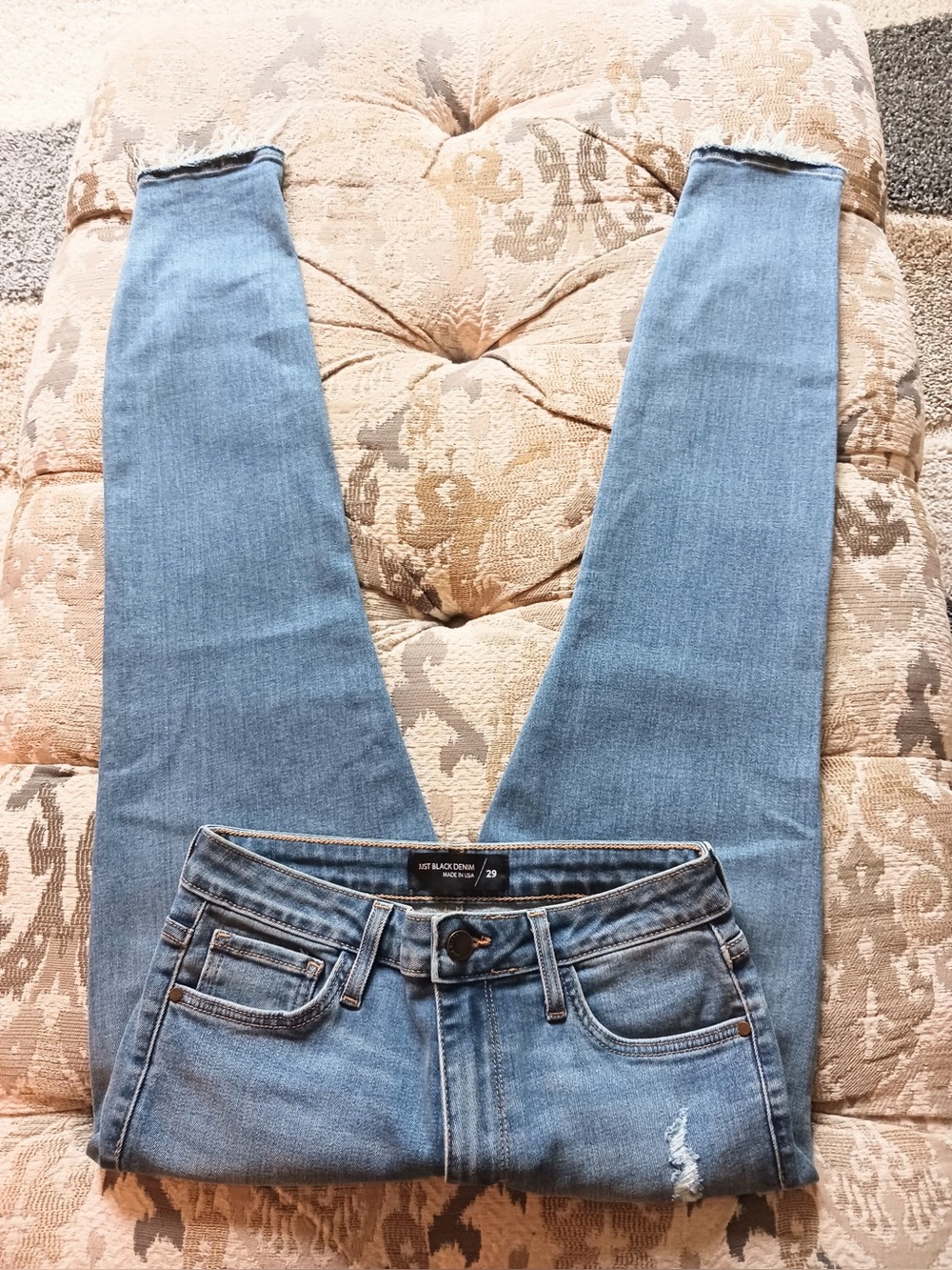 Just Black Denim Jeans/Just Black Denim Ripped Frayed Hem Skinny Jean - Picture 6 of 9